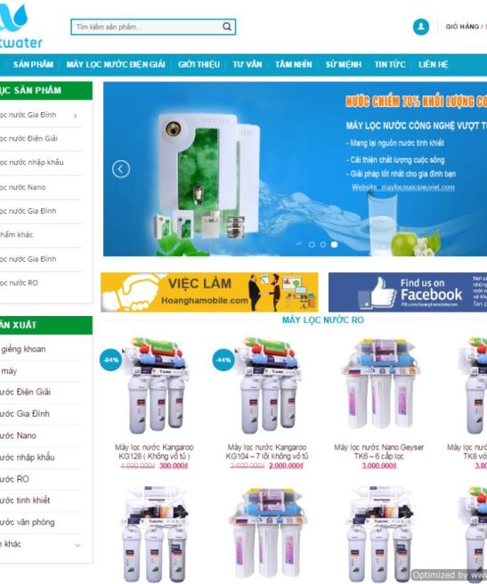 Giao diện shop máy lọc nước