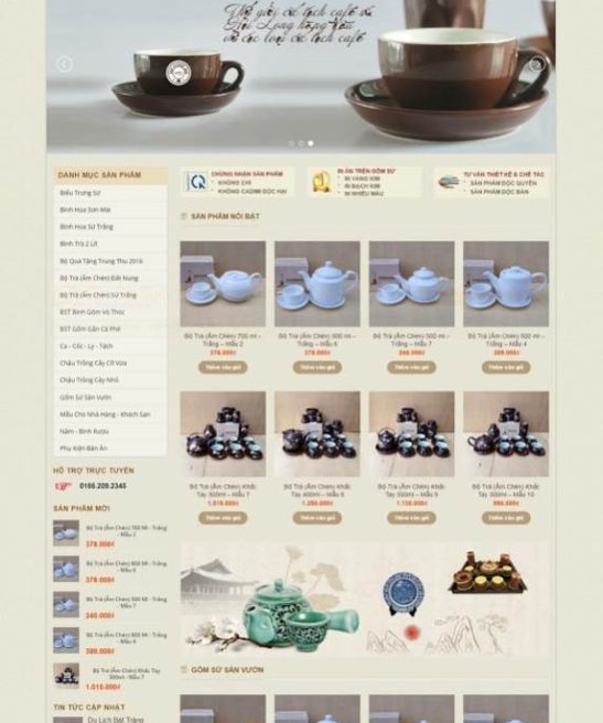 Giao diện web đồ gốm sứ