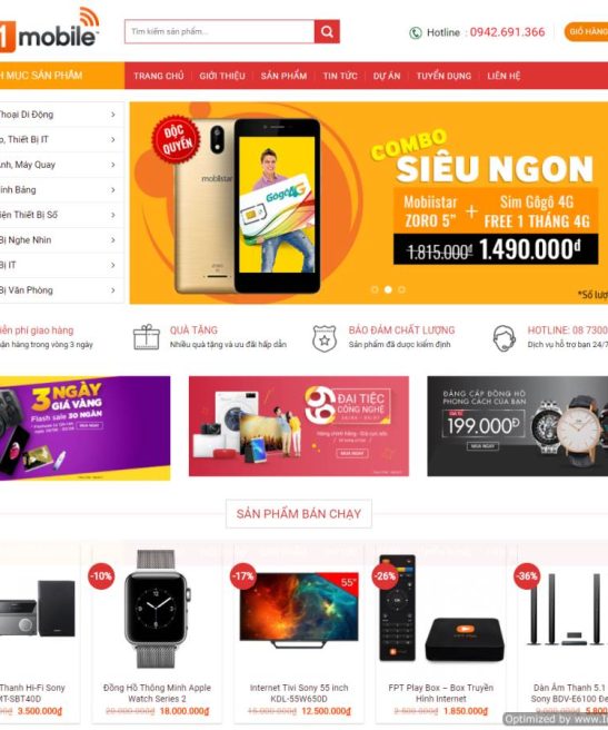 Giao diện web Siêu thị 201