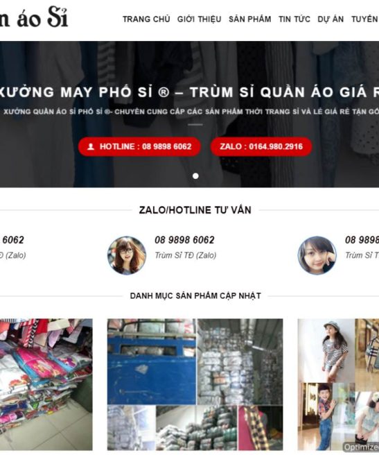 Giao diện web quần áo bán buôn