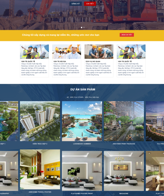 Giao diện web giới thiệu, kiến trúc xanh