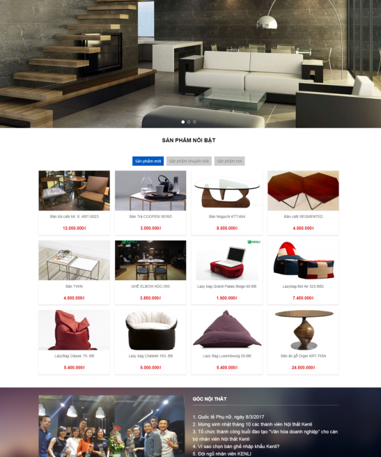 Giao diện web nội thất Phú Thắng