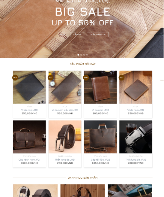 Giao diện web shop hàng hiệu