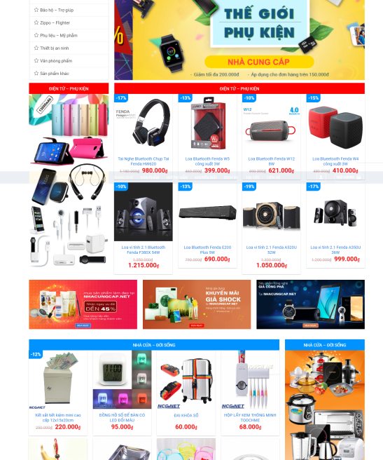 Giao diện web shop siêu thị nhà cung cấp