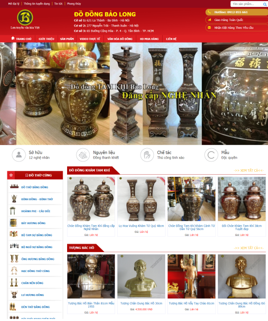 Giao diện web Đồ Đồng Ý Yên