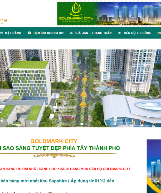 Giao diện web bất động sản siêu đẹp goldmarkcity