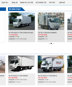 Giao diện web xe oto isuzu