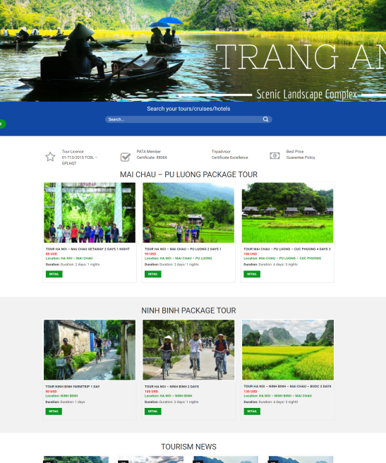 Giao diện web tour du lịch đẹp