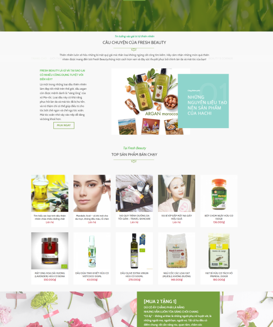 Thiết kế web mỹ phẩm thiên nhiên nhẹ nhàng đẹp