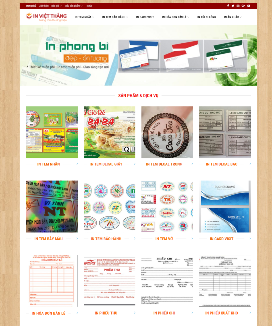 Giao diện web in ấn đẹp