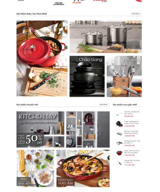 Giao diện web thiết bị nhà bếp đẹp