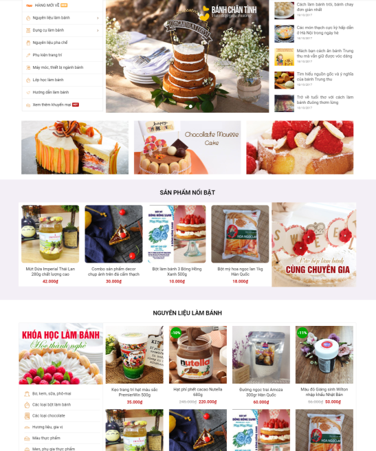 Giao diện web bánh kẹo cute lớp 1e