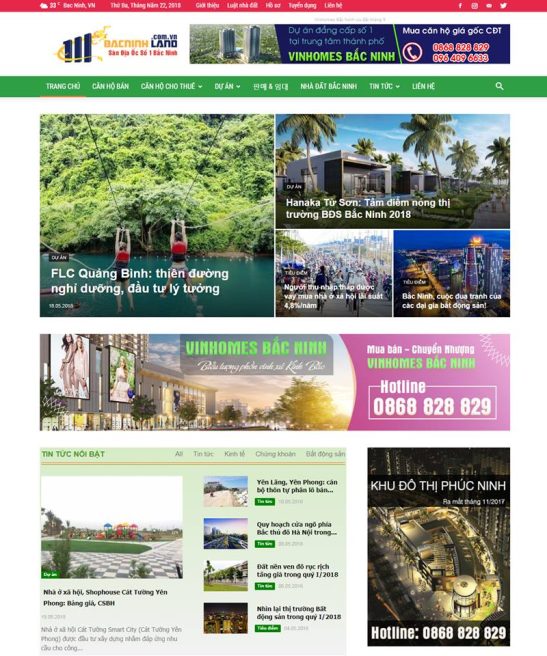 Giao diện web shop tin tức – bất động sản