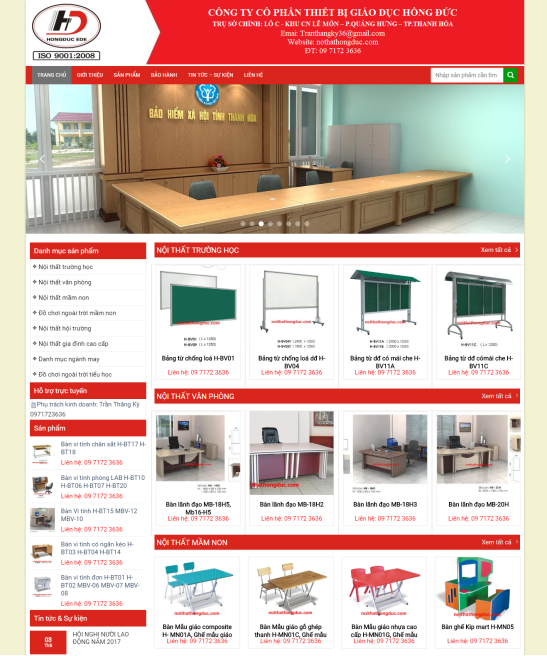 Giao diện web nội thất Hồng Đức