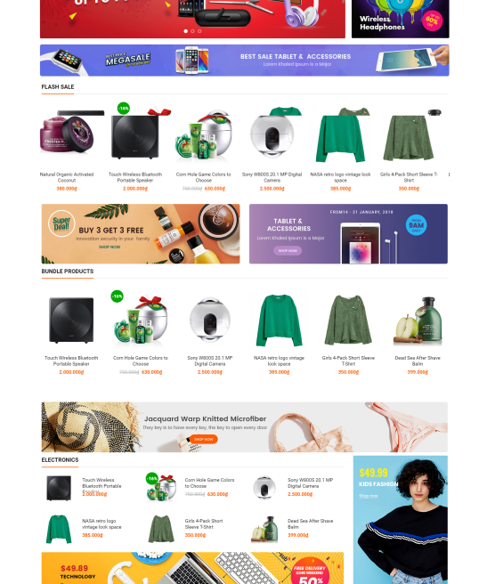 Giao diện web shop Thái Bình media siêu thị