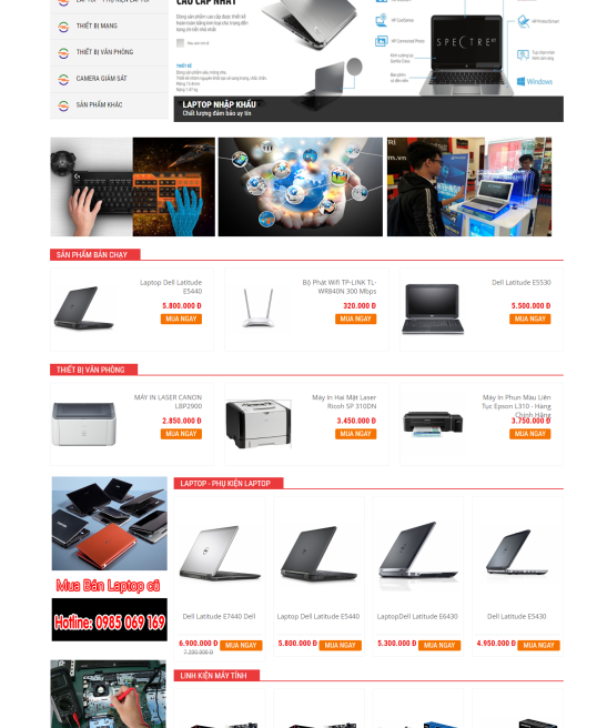 Giao diện web máy tính thái bình