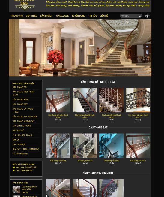 Giao diện web màu đen nội thất