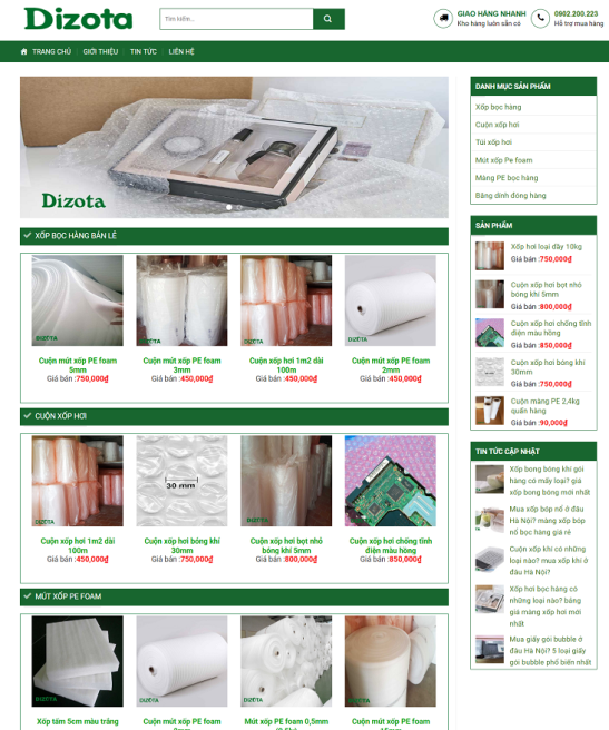 Giao diện web shop nhẹ nhàng đơn giản