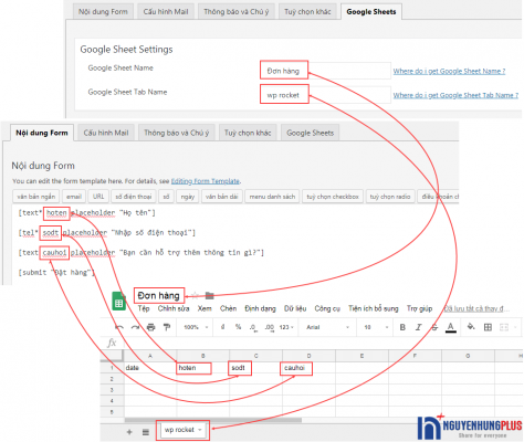 huong dan cai dat gui du lieu tu contact form 7 ve google sheets