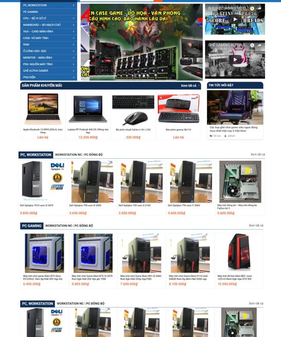 Mẫu web bán hàng máy tính điện thoại đẹp 2018