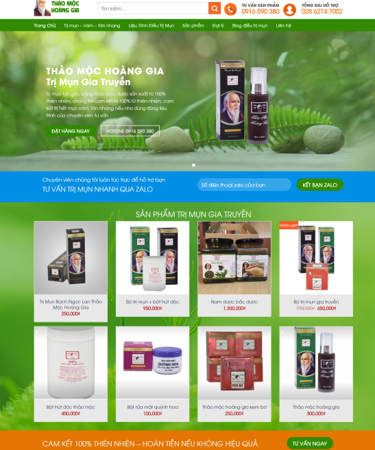 Mẫu web thuốc trị mụn bán hàng
