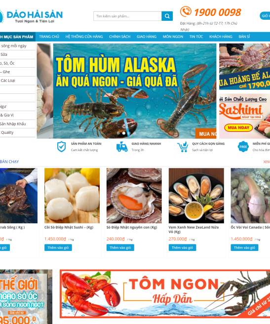 Mẫu web shop đảo hải sản đẹp