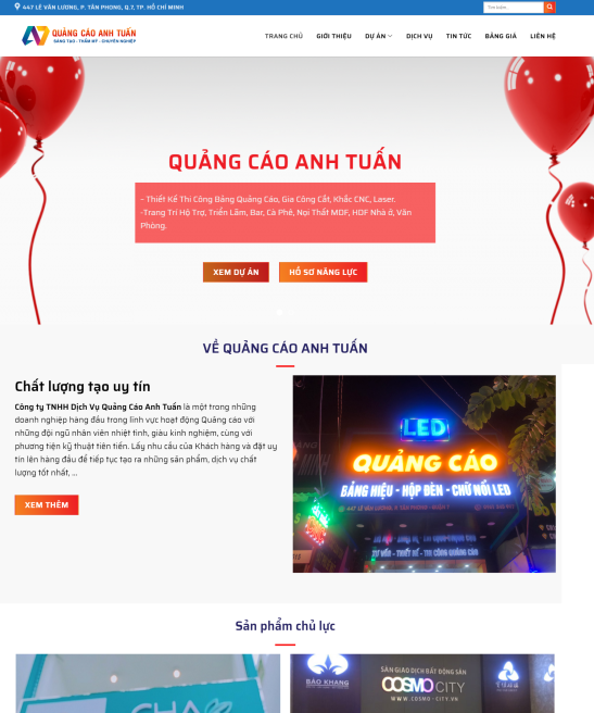 Mẫu web shop bảng hiệu in ấn đẹp