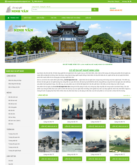Web shop đá mỹ nghệ đẹp xanh
