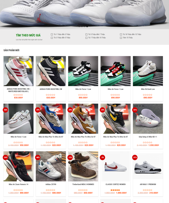 Web shop giày đẹp 2019