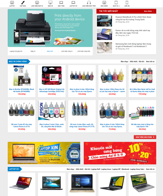 Giao diện web máy tính trần anh 2019