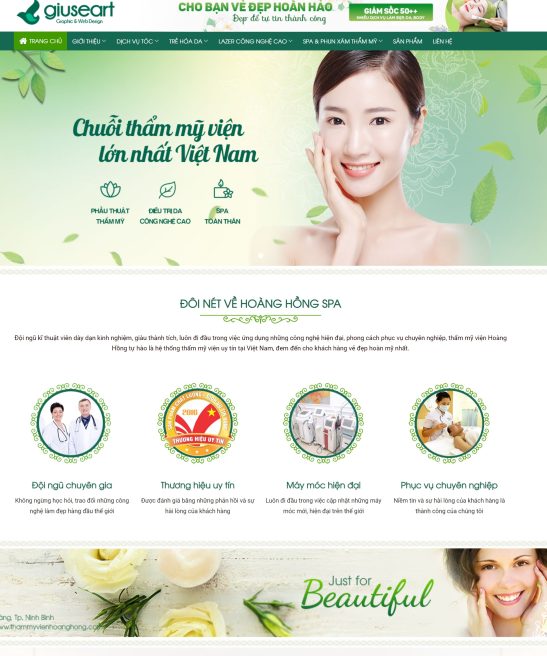 Giao diện web về spa mỹ phẩm 2019 đẹp