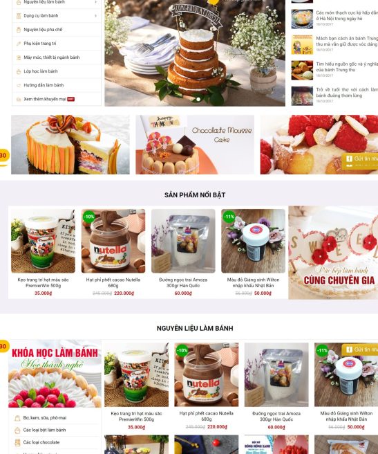 Giao diện web bánh kẹo siêu thị 2019