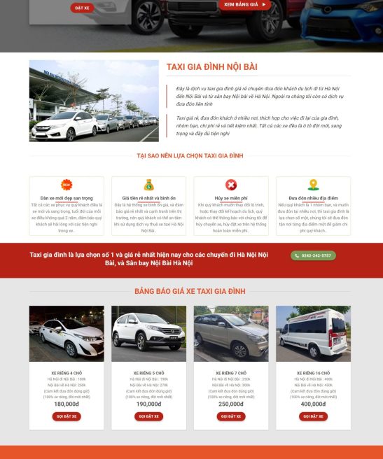 Giao diện web taxi thuê xe đẹp