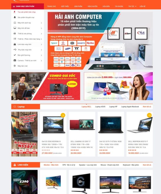 Giao diện web về mảng máy tính đẹp