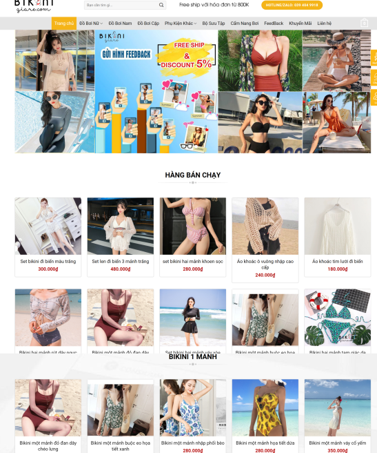 Thiết kế web về giao diện web bikini shop đẹp