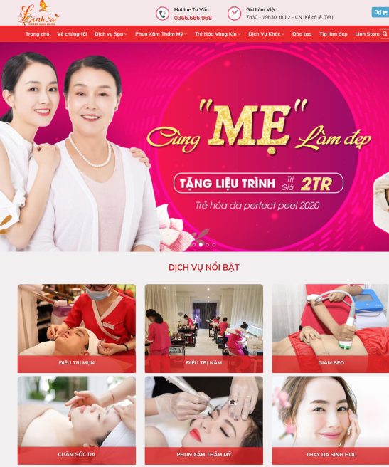 Giao diện web thẩm mỹ spa làm đẹp 2020