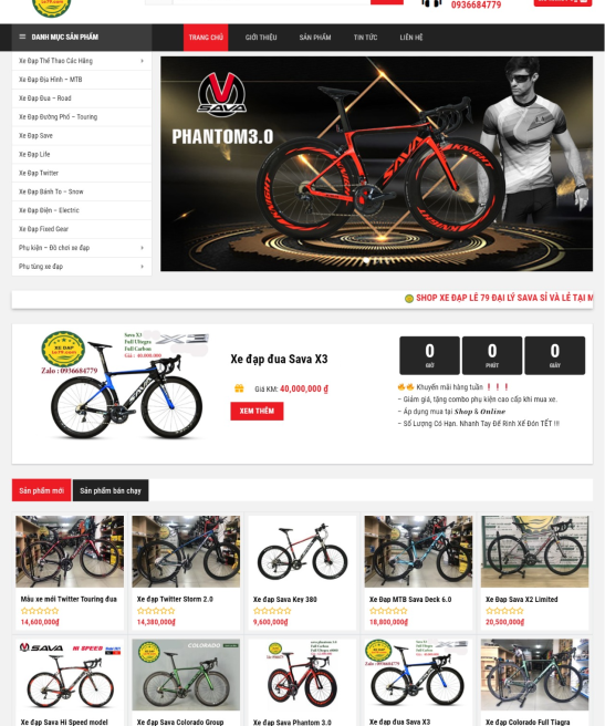 Giao diện website shop bán xe đẹp xe máy