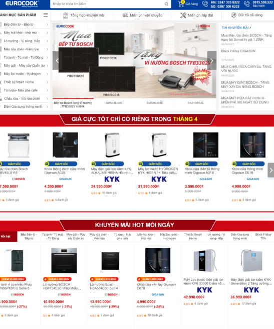 Thiết kế website siêu thị nhà bếp – siêu thị điện máy