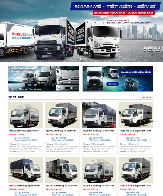 Giao diện website xe tải ISUZU VIETNAM