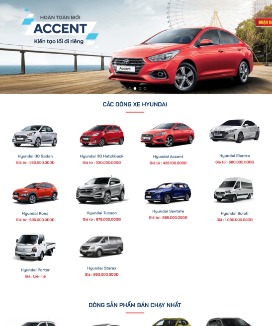 Thiết kế website xe hơi hãng Huyndai đẹp mắt