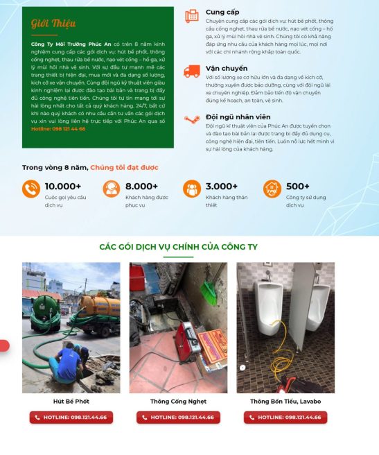 Thiết kế web thông bể phốt , web vệ sinh công nghiệp