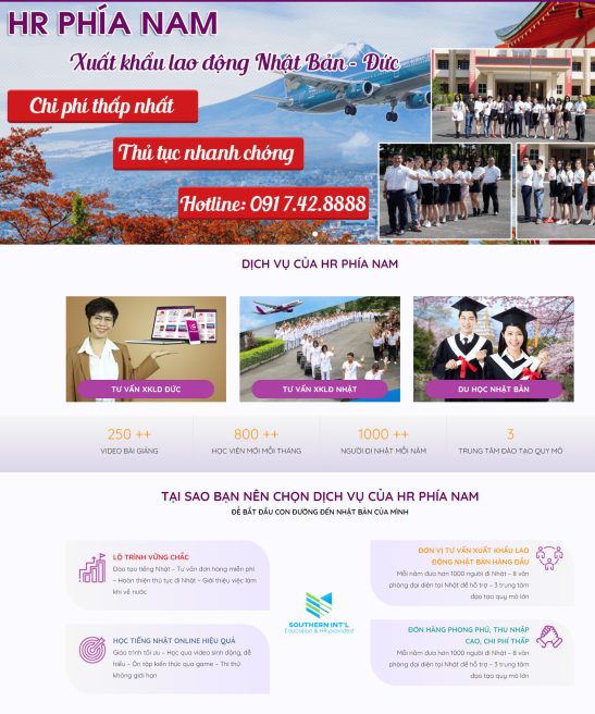 Thiết kế web xuất khẩu lao động, tuyển dụng lao động