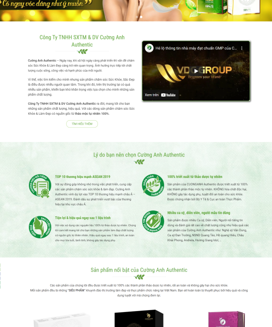 Thiết kế web thực phẩm chức năng, web mỹ phẩm đẹp mắt