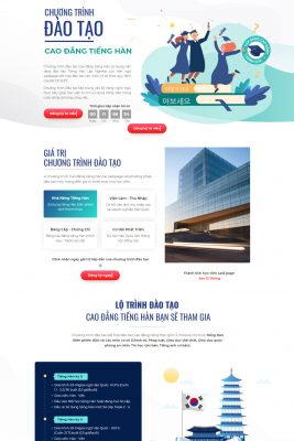 mau landing page cao dang tieng han