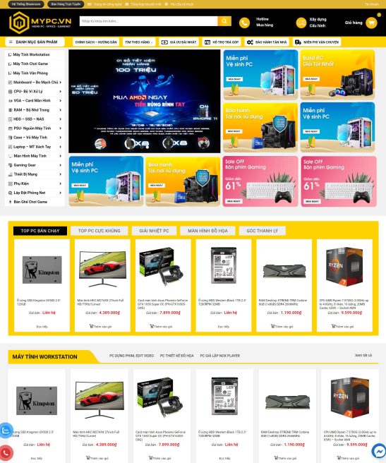 Thiết kế web cửa hàng máy tính, linh kiện máy tính, xây dựng cấu hình PC