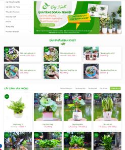 Giao diện web cây cảnh, shop hoa đẹp xinh mắt