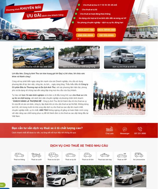 Giao diện web công ty xe vận tải, xe du lịch