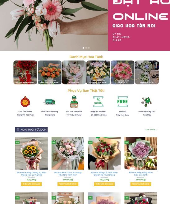 Thiết kế web shop hoa tươi, vườn hoa tươi