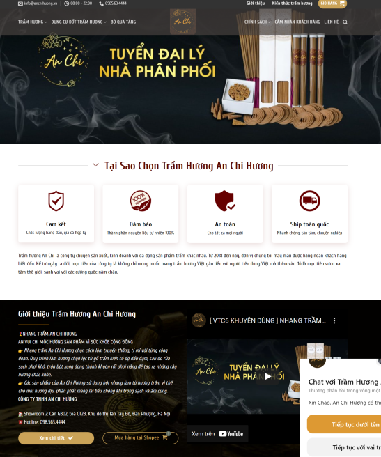 Thiết kế web về trầm hương, thiết kế web trầm