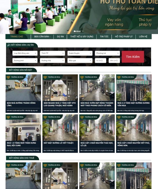 Thiết kế web bất động sản bộ lọc dự án